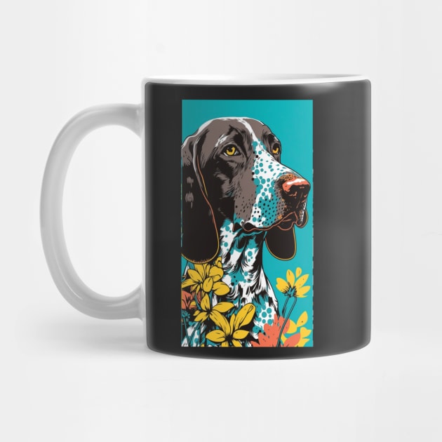 German Shorthair Pointer Dog Vibrant Tropical Flower Tall Retro Vintage Digital Pop Art Portrait 2 by ArtHouseFlunky